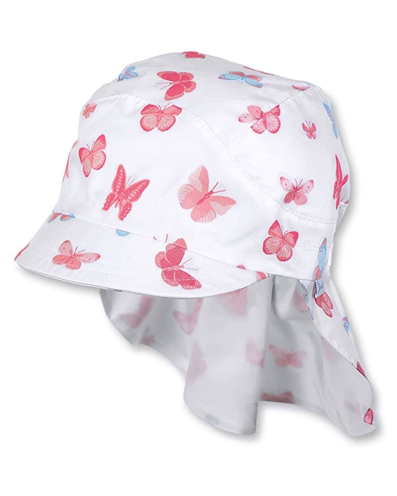 Schirmmütze für Mädchen mit Nackenschutz und Schmetterling