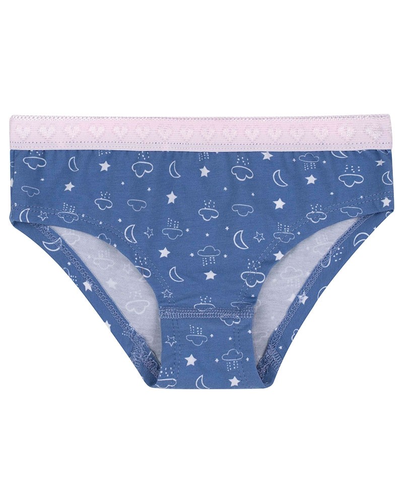 Blauer Slip aus Baumwolle mit Sterne und Mondmuster