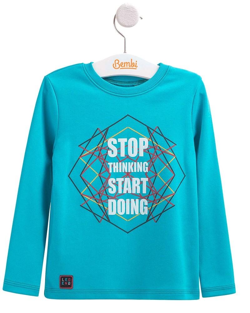 Jungen Longsleeve, mit Print - in türkis 