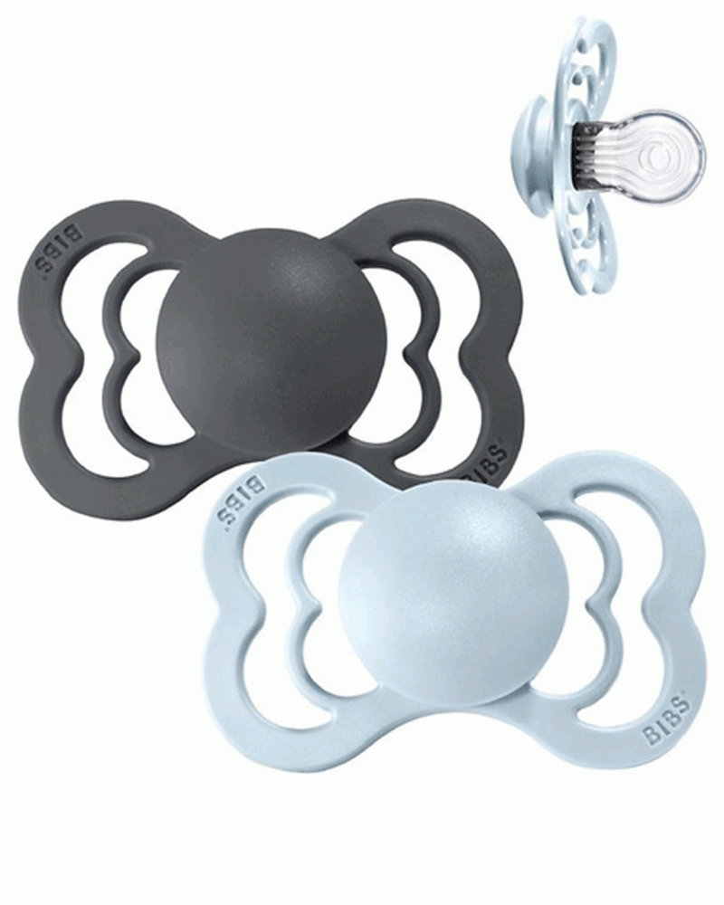 Schnullerset - Iron & Baby Blue Silicone - BIBS Supreme