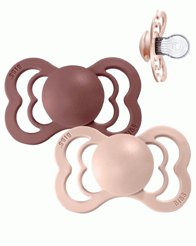 Schnullerset Woodchuck & Blush Silicone - BIBS Supreme