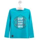 Jungen Longsleeve, mit Print - in türkis 